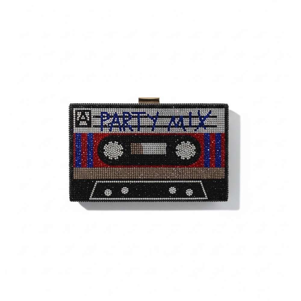 NEW Retro Party Mix Crystal Clutch Handbag Chain Straps Colorful Cocktail Party